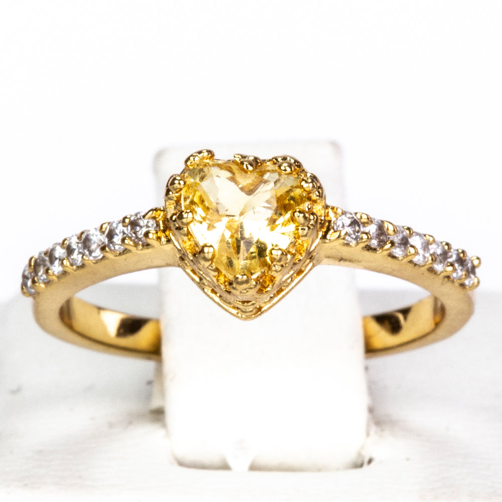 Anillo de Aleación Bañado en Oro con Cristal Emporia® Amarillo