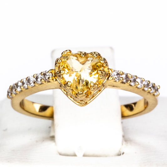 Anillo de Aleación Bañado en Oro con Cristal Emporia® Amarillo