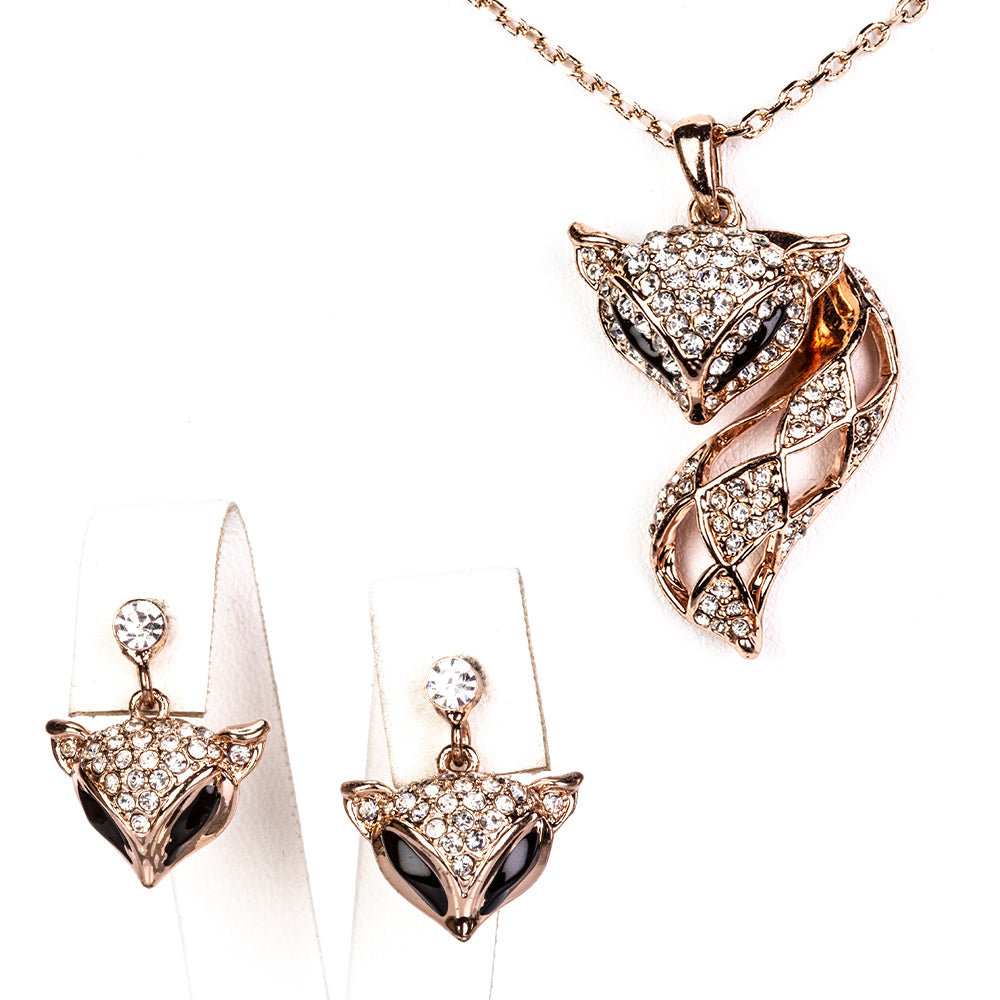 Conjunto de Aleación Bañado en Oro con Cristal Emporia® Blanco ( Collar +Pendientes )