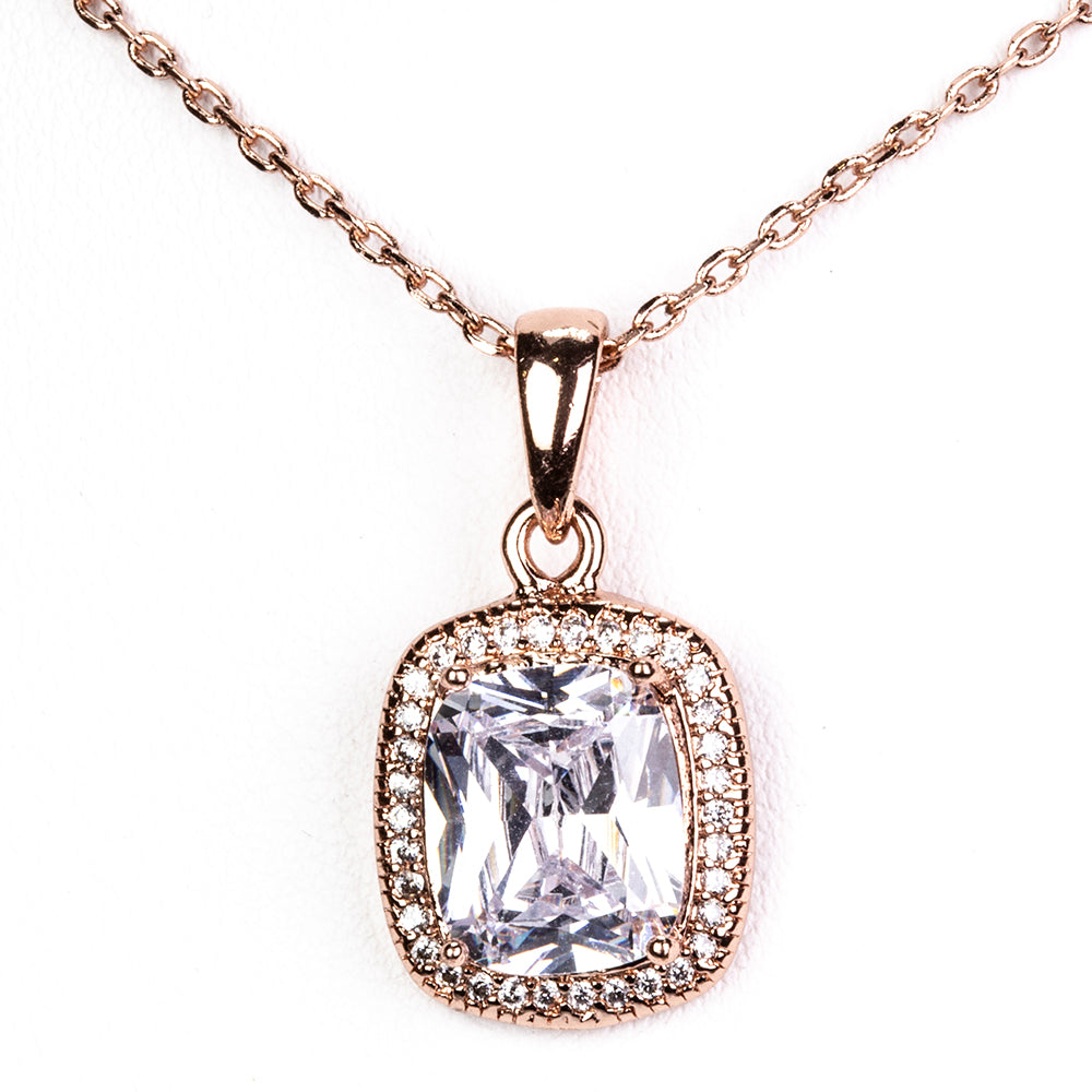 Conjunto de Aleación Bañado en Oro con Cristal Emporia® Blanco ( Collar +Pendientes +Anillo ) 2 