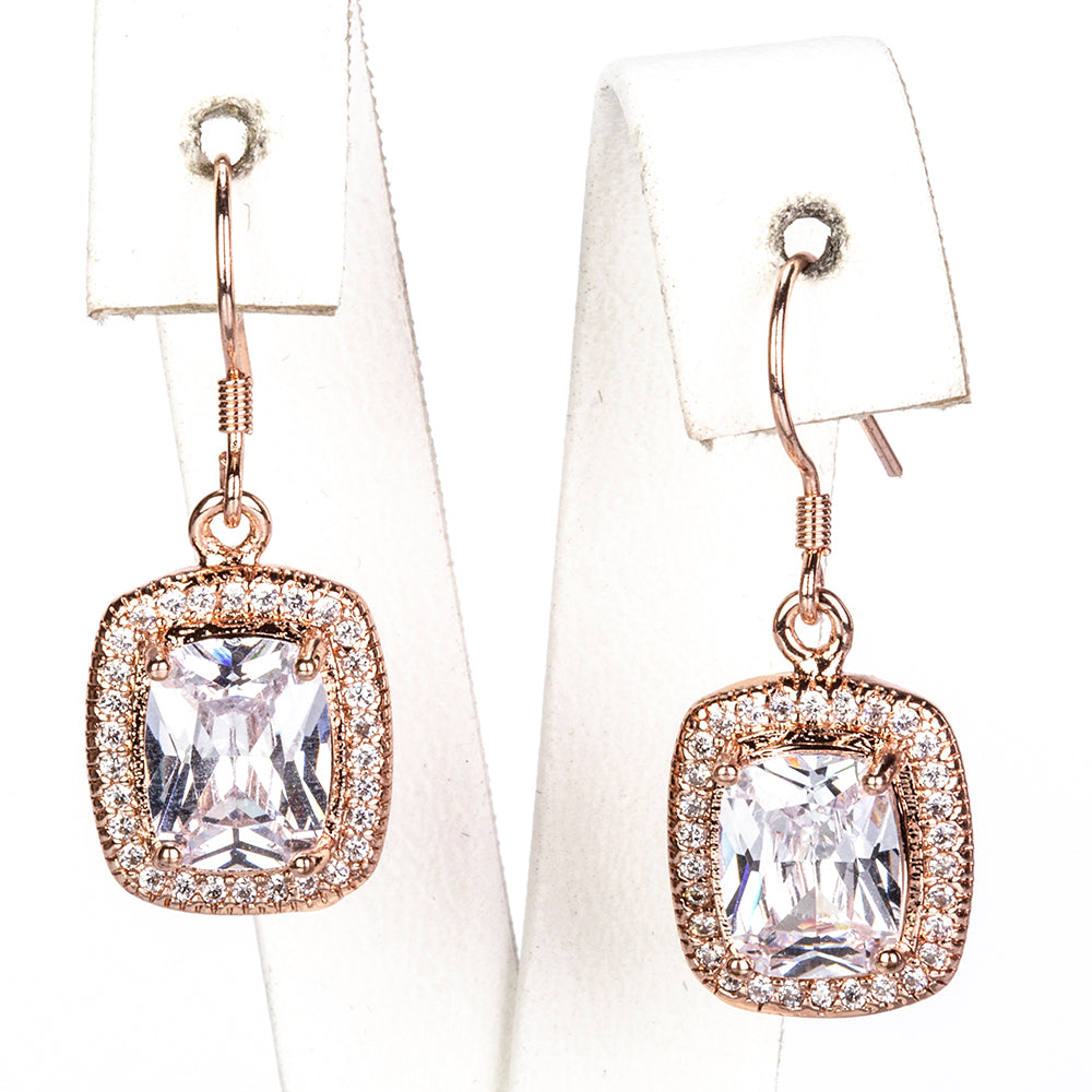 Conjunto de Aleación Bañado en Oro con Cristal Emporia® Blanco ( Collar +Pendientes +Anillo ) 4 