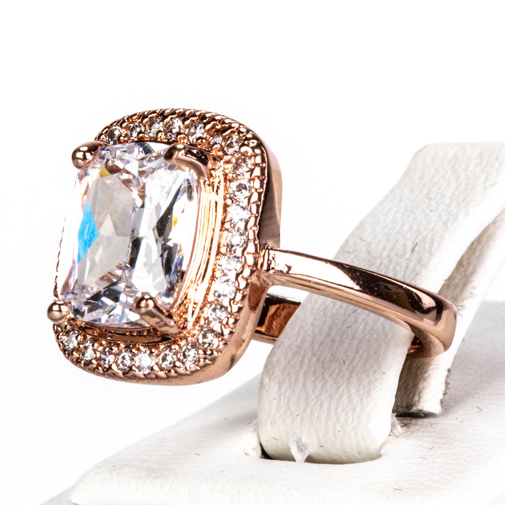 Conjunto de Aleación Bañado en Oro con Cristal Emporia® Blanco ( Collar +Pendientes +Anillo ) 5 