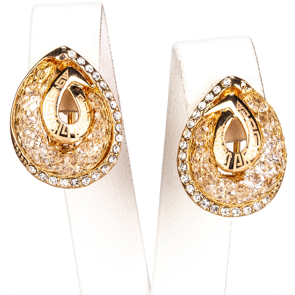 Conjunto de Aleación Bañado en Oro con Cristal Emporia® Blanco ( Collar +Pendientes ) 4 