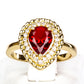 Conjunto de Aleación Bañado en Oro con Cristal Emporia® Rojo ( Collar +Pendientes +Anillo )