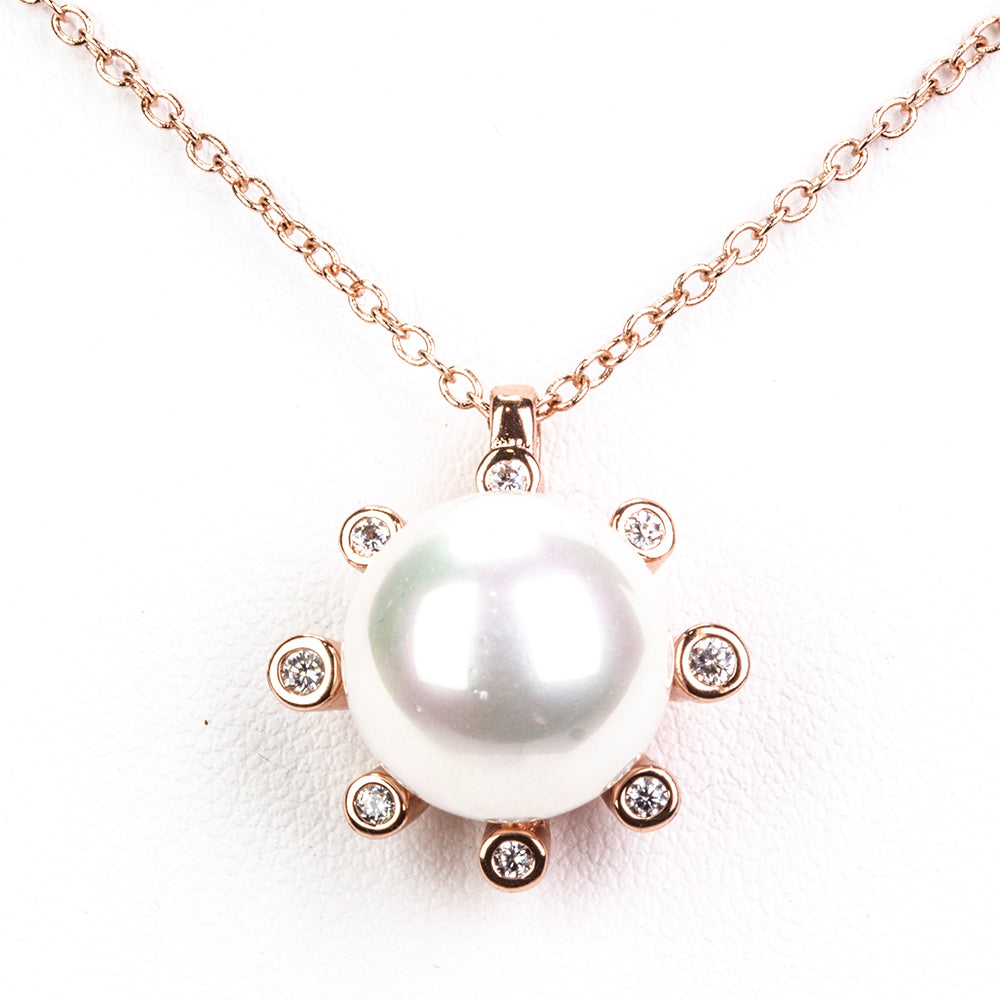Conjunto de Aleación Bañado en Oro con Perla de cristal y Cristal Emporia® Blanco ( Collar +Pendientes +Anillo ) 2 