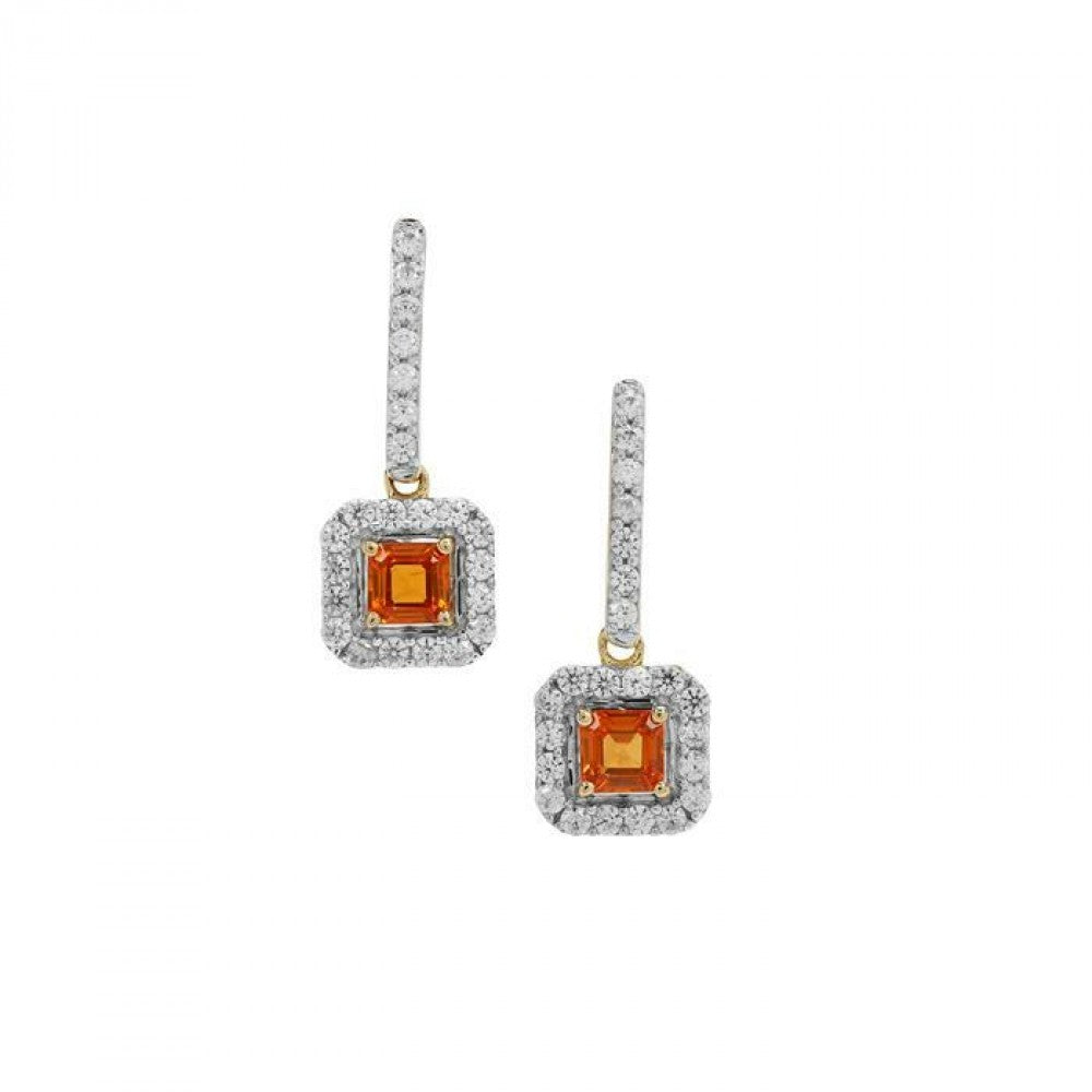 Pendientes de Oro 9K con Zafiro Rosa y Zircón Blanco 1 