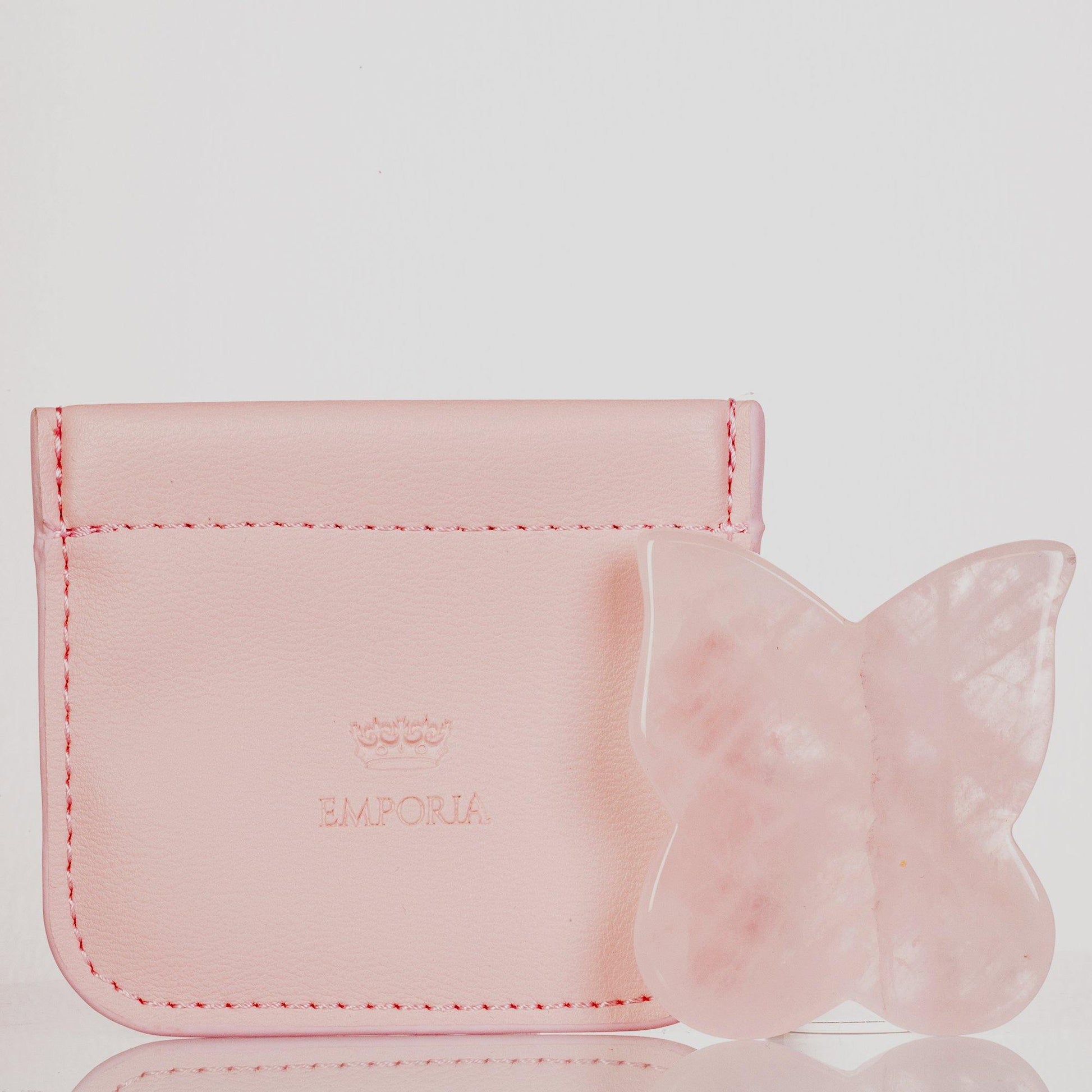 Piedra para masaje de firmeza de mariposa, 100% cuarzo rosa 4 