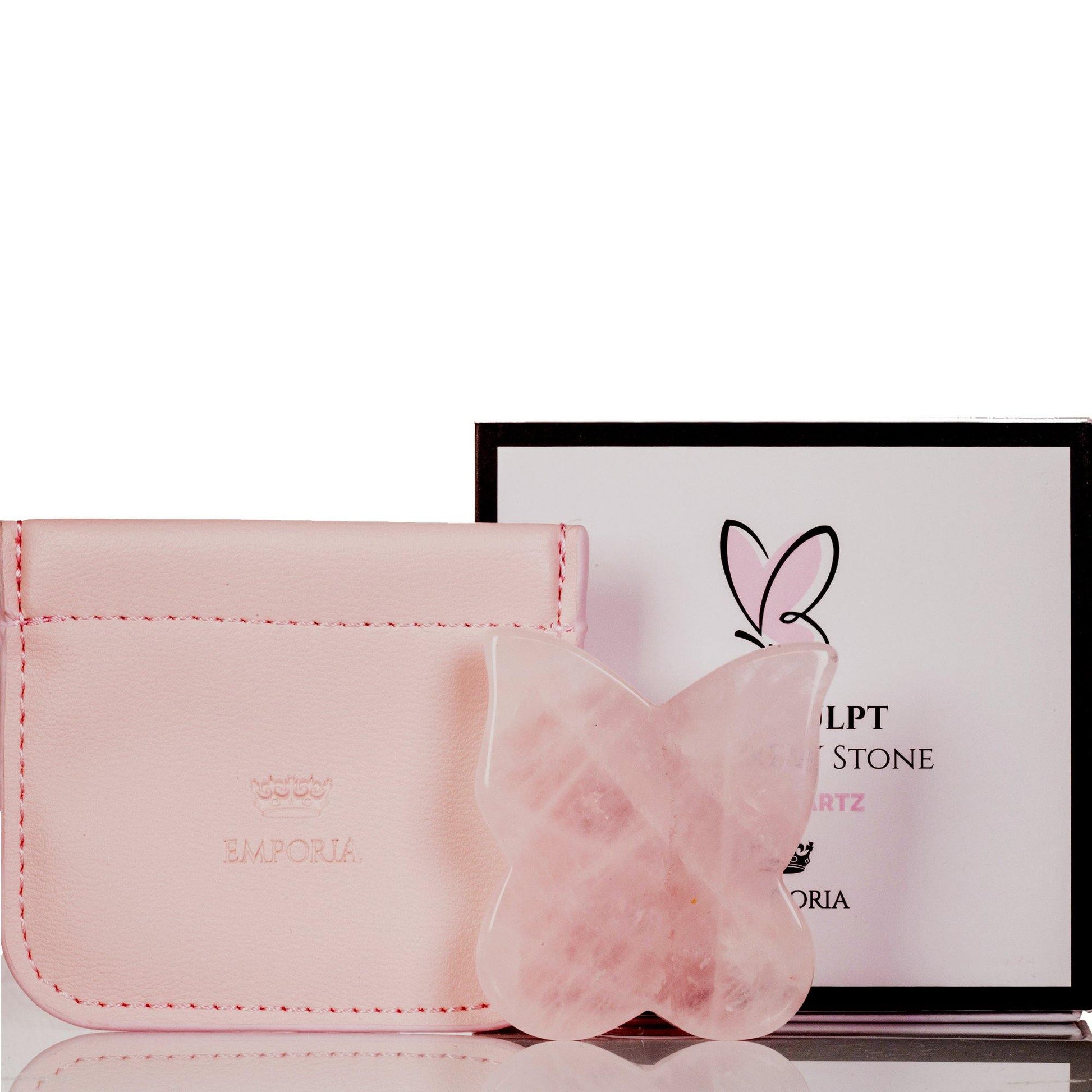 Piedra para masaje de firmeza de mariposa, 100% cuarzo rosa 5 