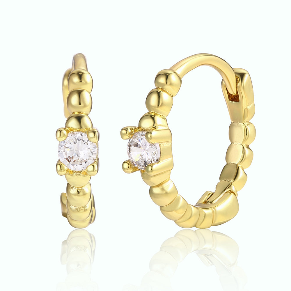 Pendientes de Aleación Bañado en Oro con Cristal Emporia® Blanco