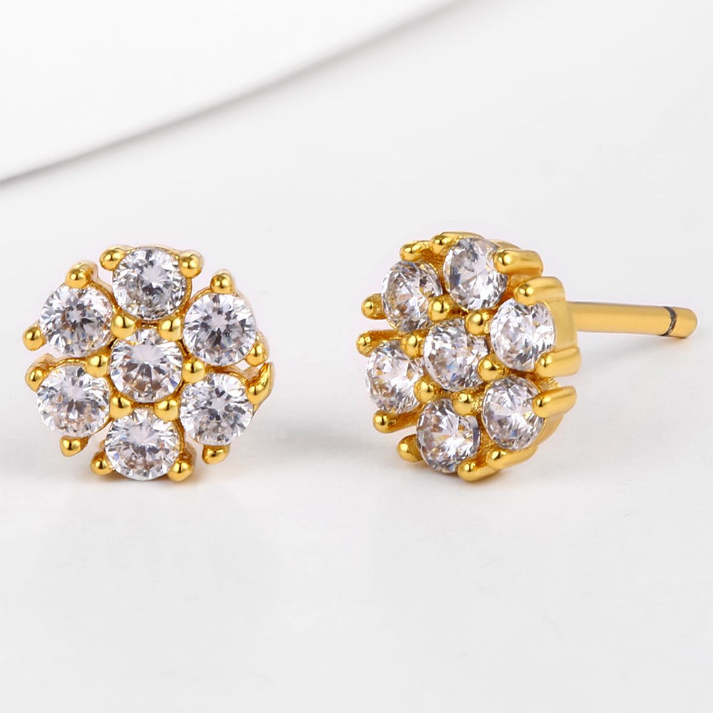 Pendientes de Aleación Bañado en Oro con Cristal Emporia® Blanco 1 