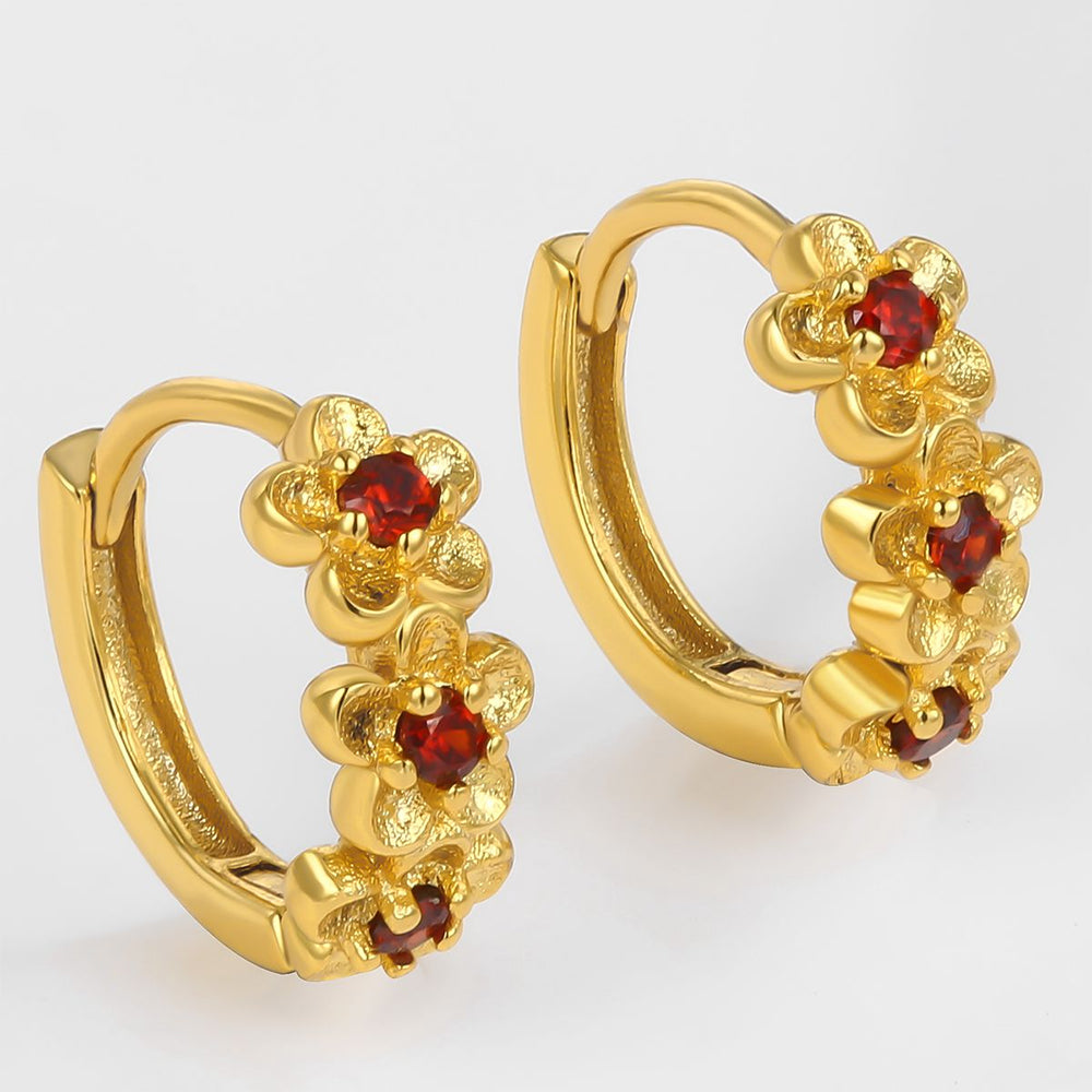 Pendientes de Aleación Bañado en Oro con Cristal Emporia® Rojo