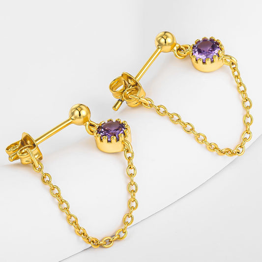 Pendientes de Aleación Bañado en Oro con Cristal Emporia® Púrpura