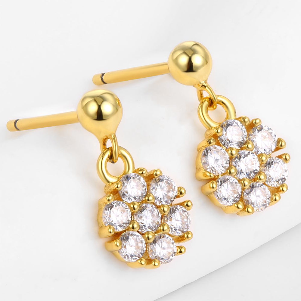 Pendientes de Aleación Bañado en Oro con Cristal Emporia® Blanco 1 