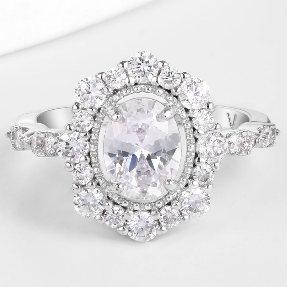 Anillo de Aleación Bañado en Oro con Cristal Emporia® Blanco 1 