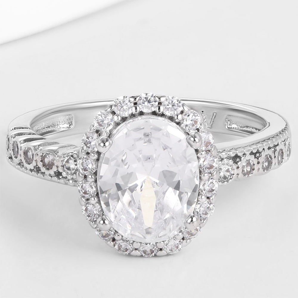 Anillo de Aleación Bañado en Oro con Cristal Emporia® Blanco 1 