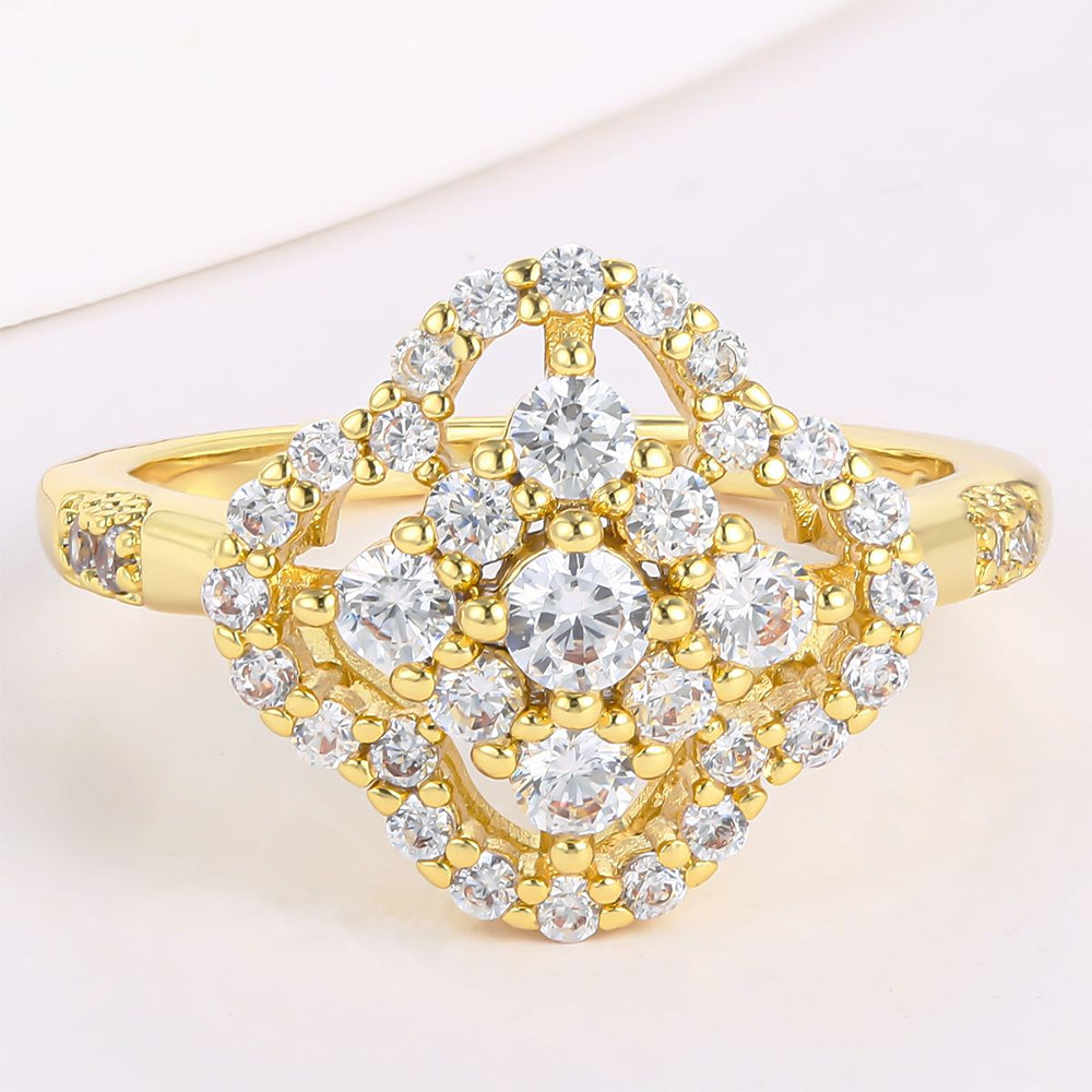 Anillo de Aleación Bañado en Oro con Cristal Emporia® Blanco 1 