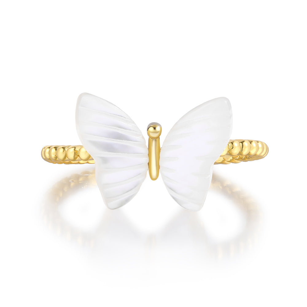 Anillo de Aleación Bañado en Oro con Cristal Emporia® Blanco