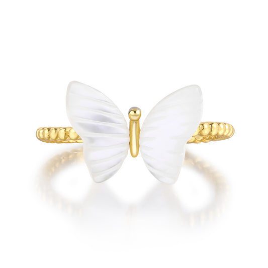 Anillo de Aleación Bañado en Oro con Cristal Emporia® Blanco