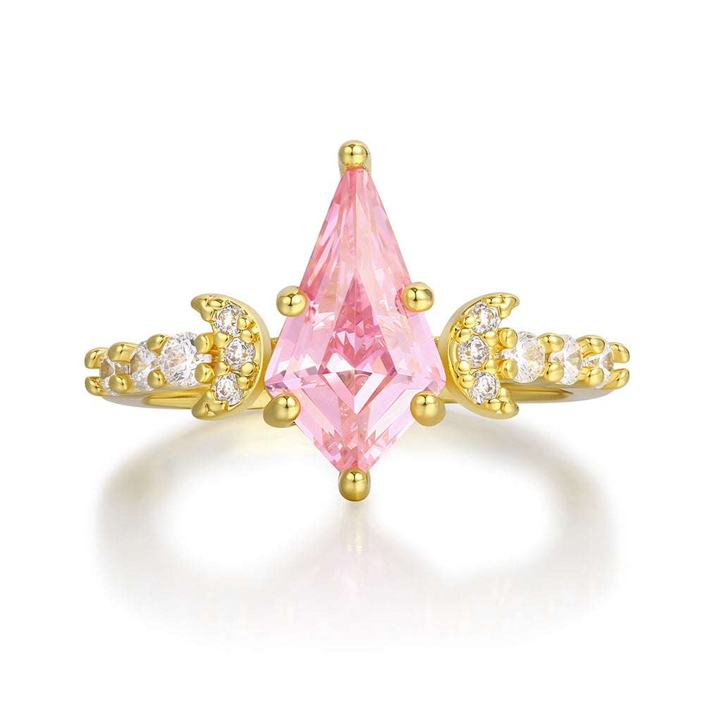 Anillo de Aleación Bañado en Oro con Cristal Emporia® Rosa y Cristal Emporia® Blanco