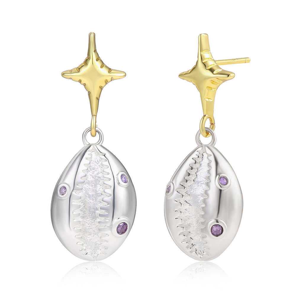 Pendientes de Aleación Bañado en Oro con Cristal Emporia® Púrpura