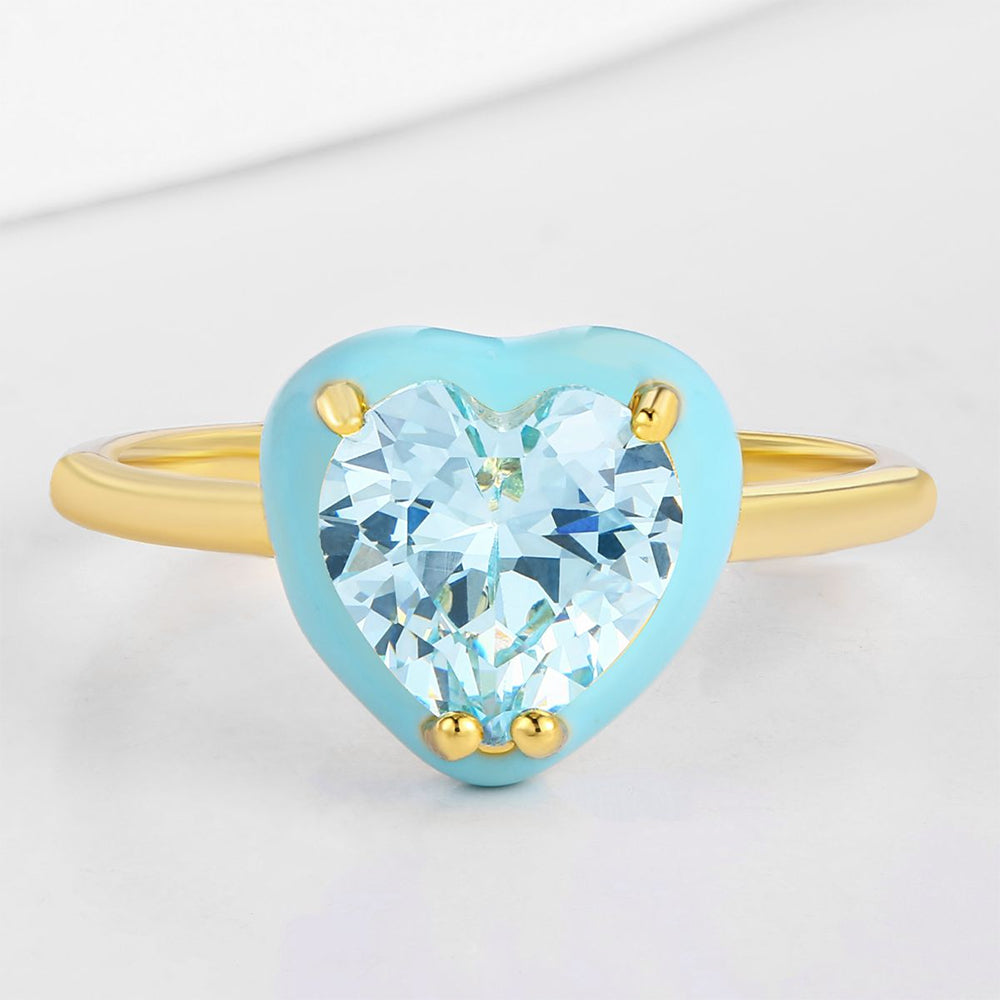 Anillo de Aleación Bañado en Oro con Cristal Emporia® Azul 1 