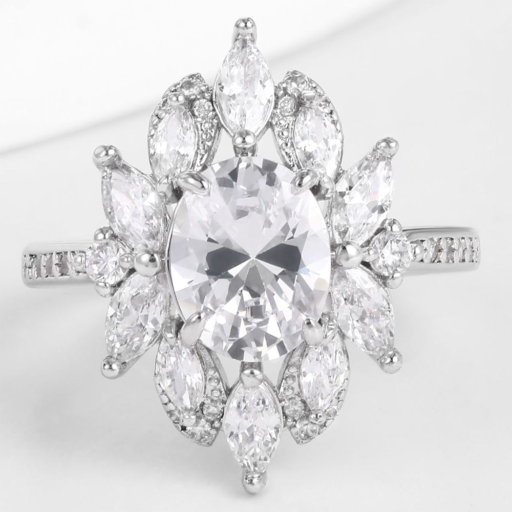 Anillo de Aleación Bañado en Oro con Cristal Emporia® Blanco 1 