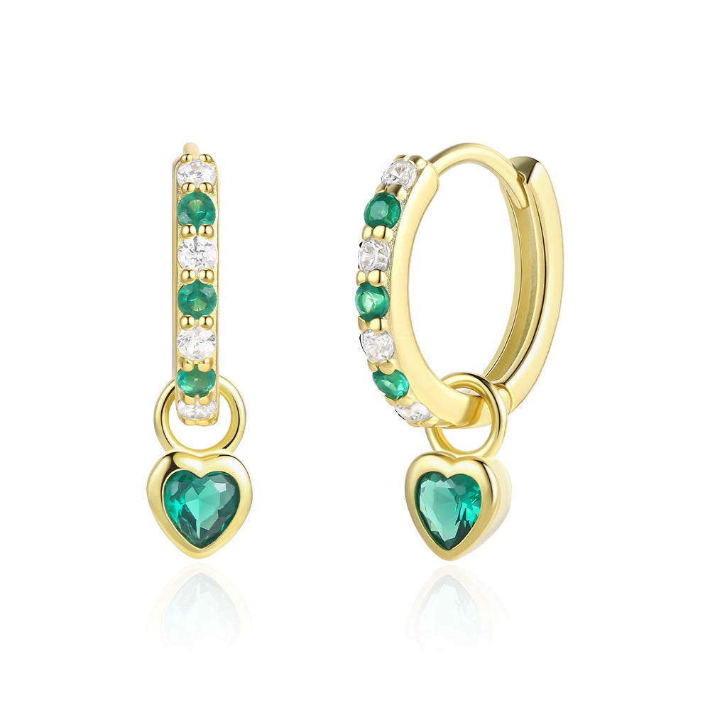 Pendientes de Aleación Bañado en Oro con Cristal Emporia® Verde y Cristal Emporia® Blanco 1 