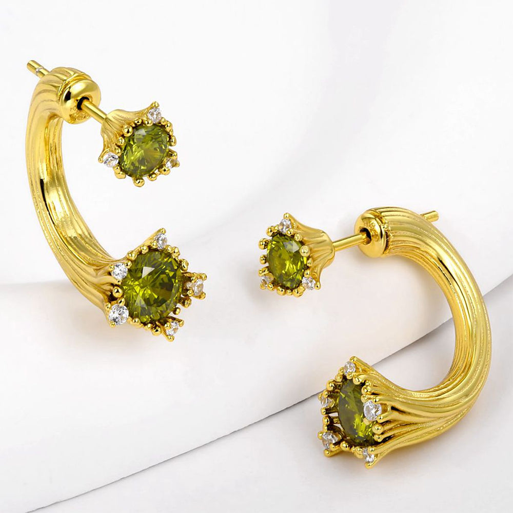 Pendientes de Aleación Bañado en Oro con Cristal Emporia® Verde