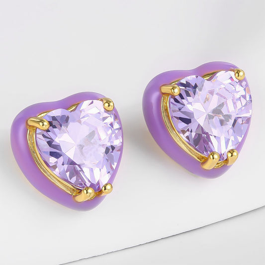 Pendientes de Aleación Bañado en Oro con Cristal Emporia® Púrpura