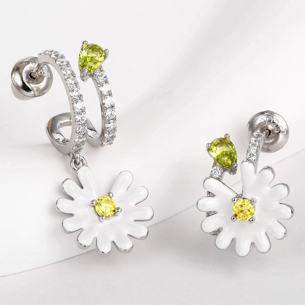 Pendientes de Aleación Bañado en Oro con Cristal Emporia® Blanco y Cristal Emporia® Amarillo 1 