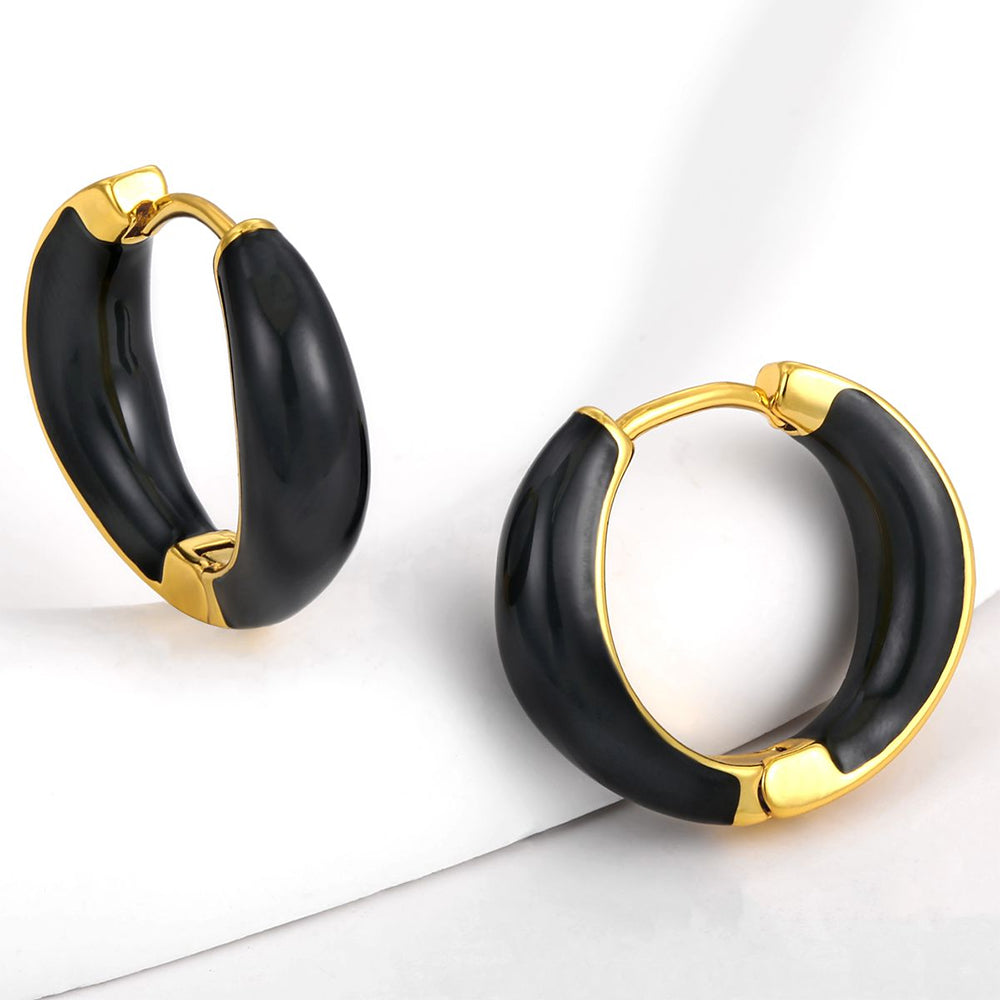 Pendientes de Aleación Bañado en Oro con Cristal Emporia® Negro 1 