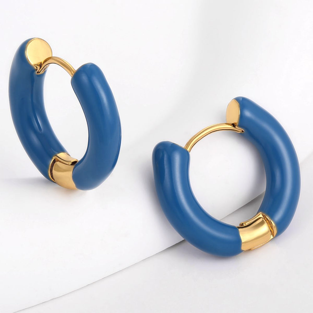 Pendientes de Aleación Bañado en Oro con Cristal Emporia® Azul
