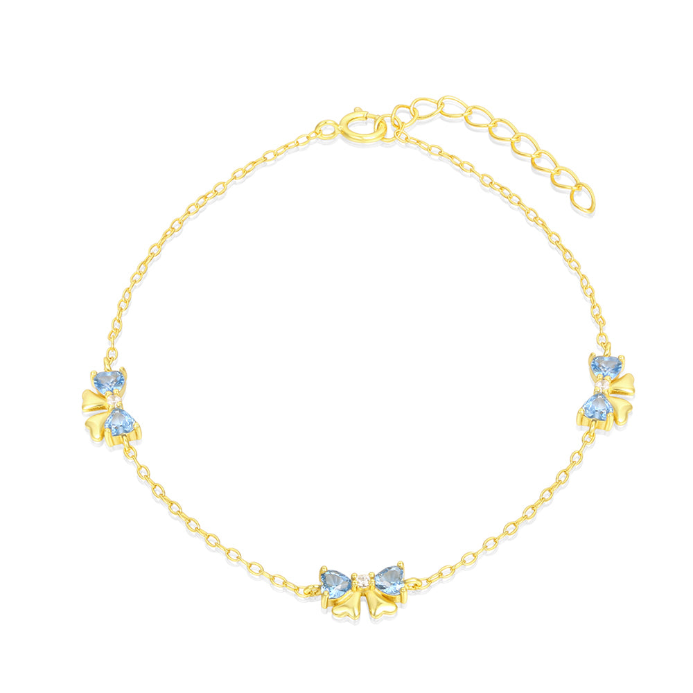 Pulsera de Aleación Bañado en Oro con Cristal Emporia® Azul 1 