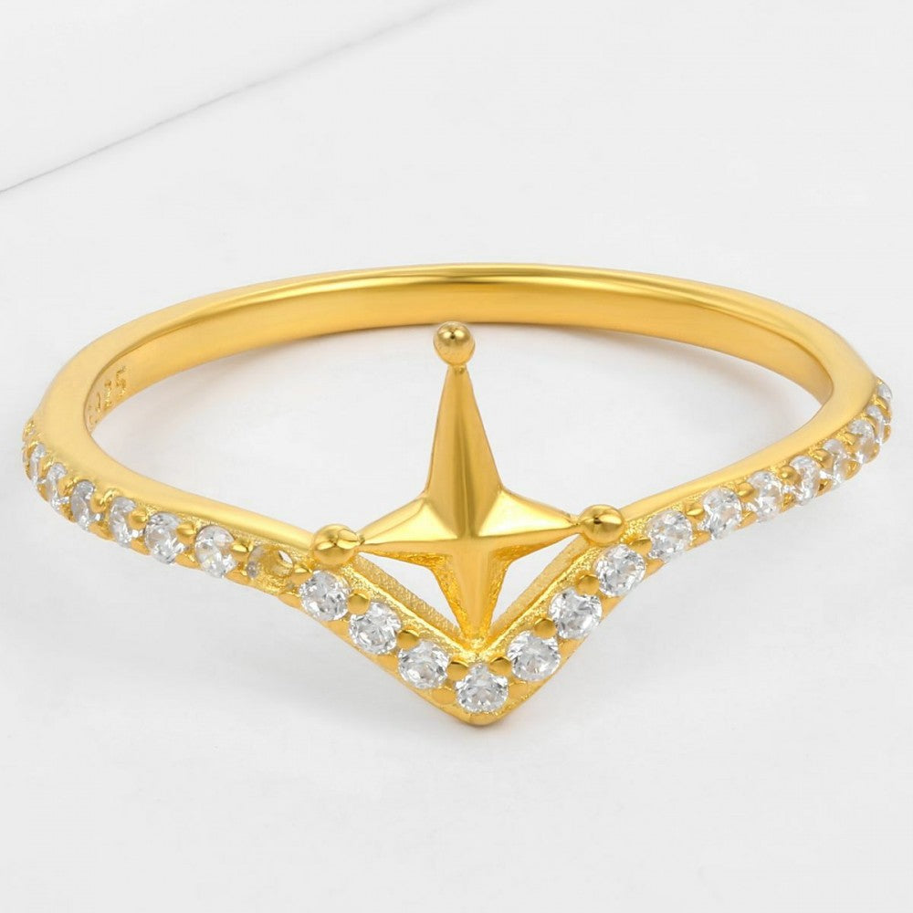 Anillo de Aleación Bañado en Oro con Cristal Emporia® Blanco