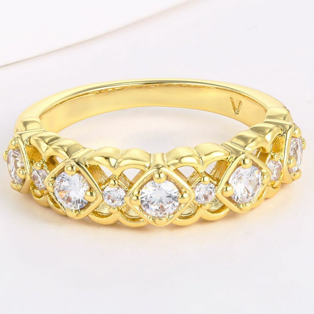 Anillo de Aleación Bañado en Oro con Cristal Emporia® Blanco 1 