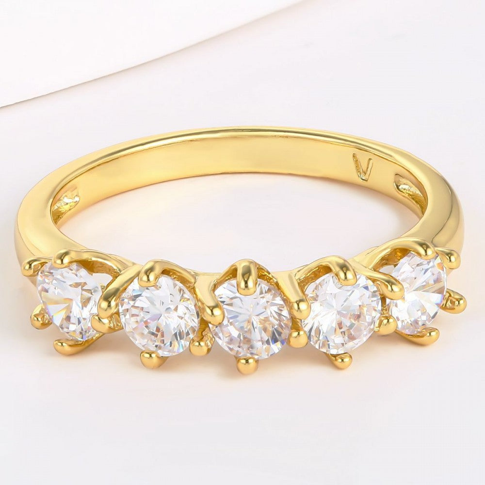 Anillo de Aleación Bañado en Oro con Cristal Emporia® Blanco 1 
