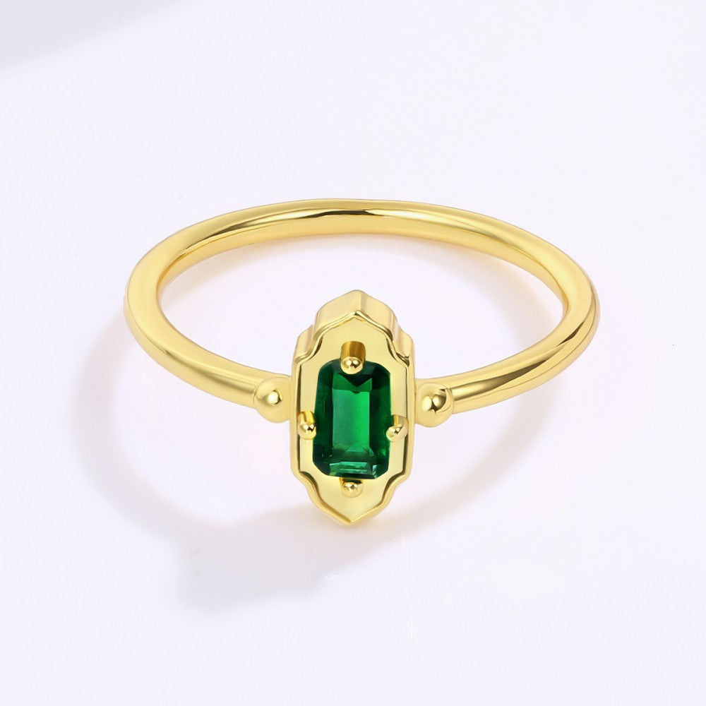 Anillo de Aleación Bañado en Oro con Cristal Emporia® Verde 1 