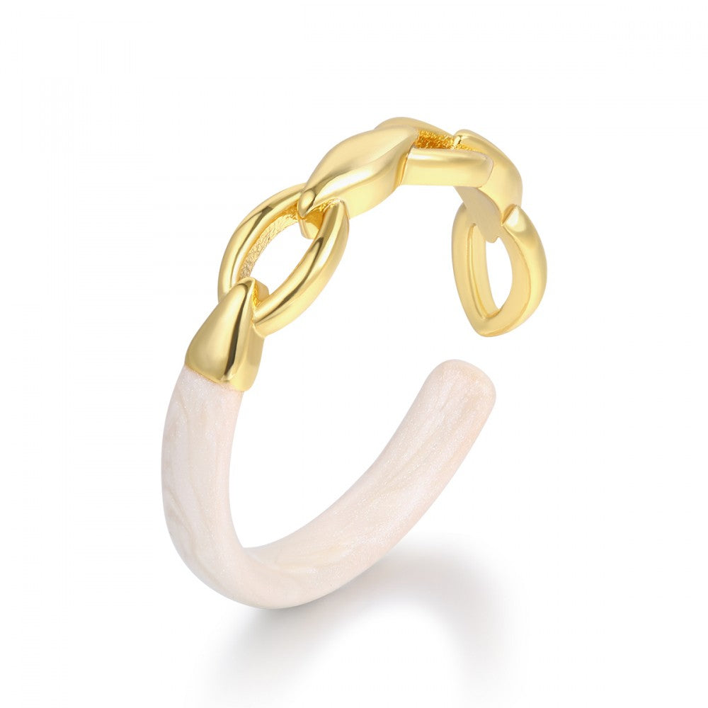 Anillo de Aleación Bañado en Oro con Cristal Emporia® Blanco 1 