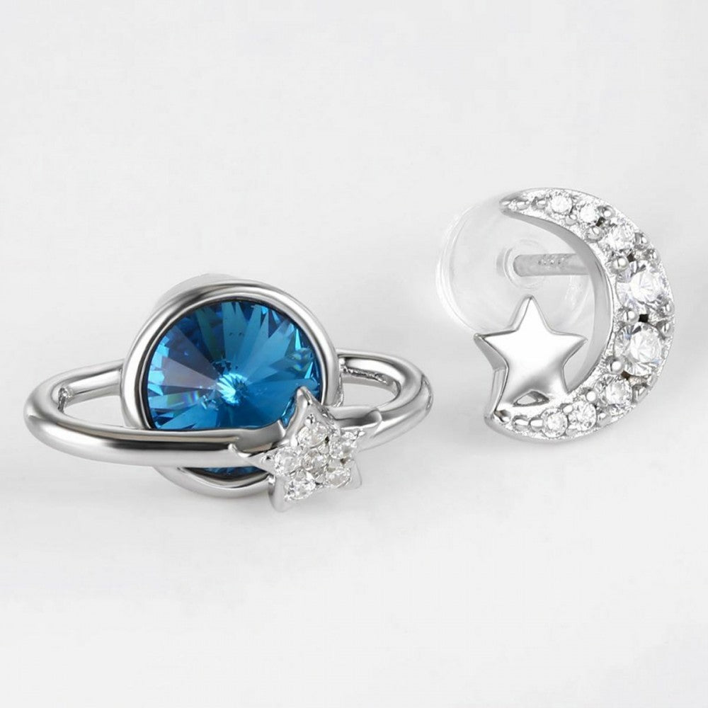 Pendientes de Aleación Bañado en Oro con Cristal Emporia® Azul 1 