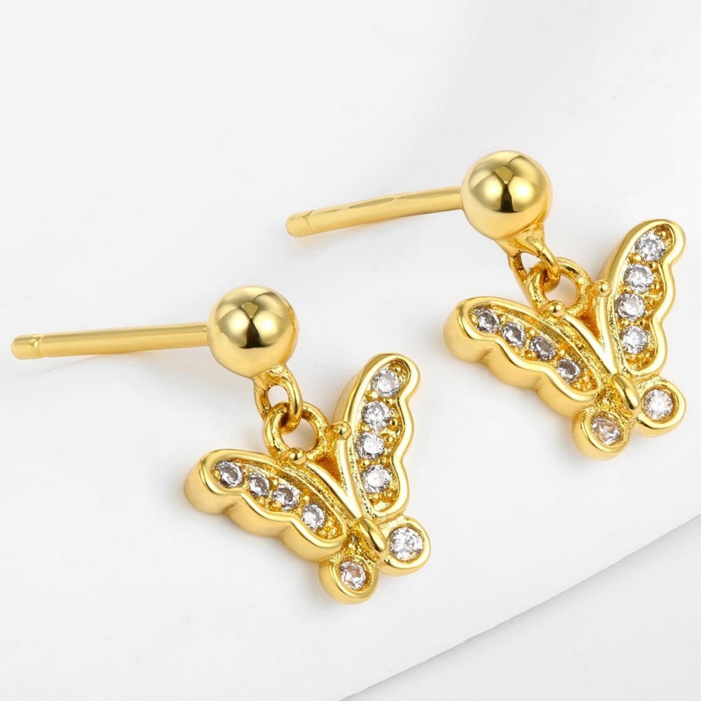 Pendientes de Aleación Bañado en Oro con Cristal Emporia® Blanco 1 