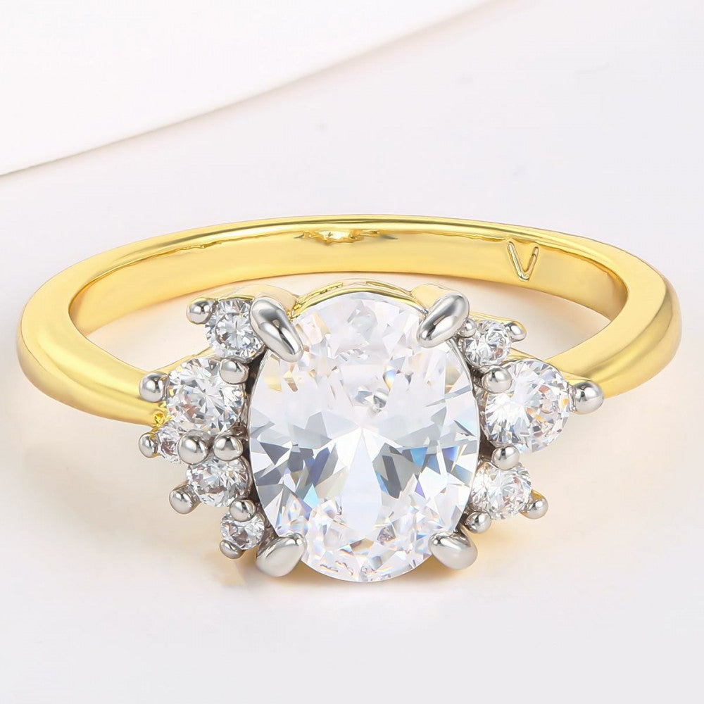 Anillo de Aleación Bañado en Oro con Cristal Emporia® Blanco 1 