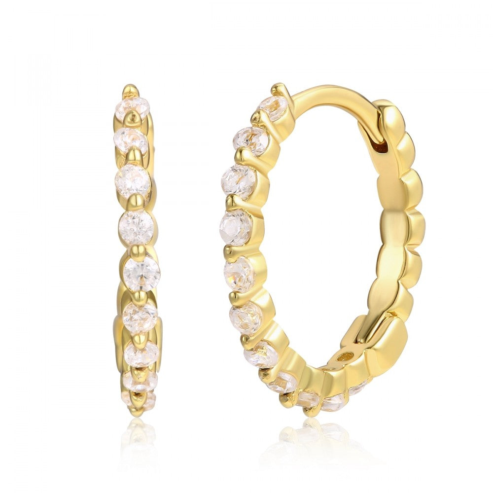 Pendientes de Aleación Bañado en Oro con Cristal Emporia® Blanco 1 