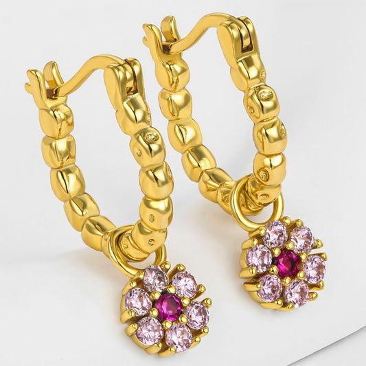 Pendientes de Aleación Bañado en Oro con Cristal Emporia® Rojo