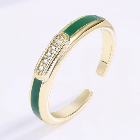 Anillo de Aleación Bañado en Oro con Cristal Emporia® Blanco
