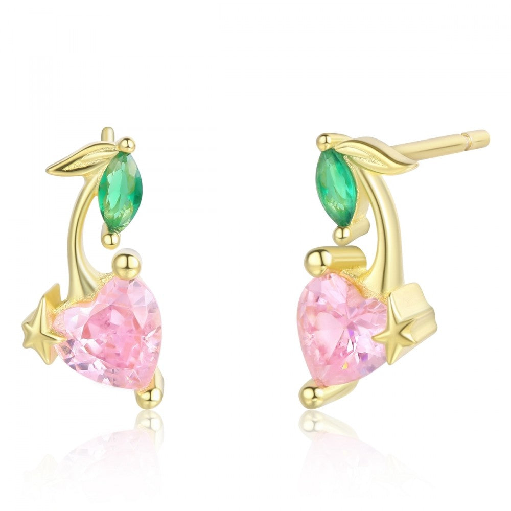Pendientes de Aleación Bañado en Oro con Cristal Emporia® Rosa 1 