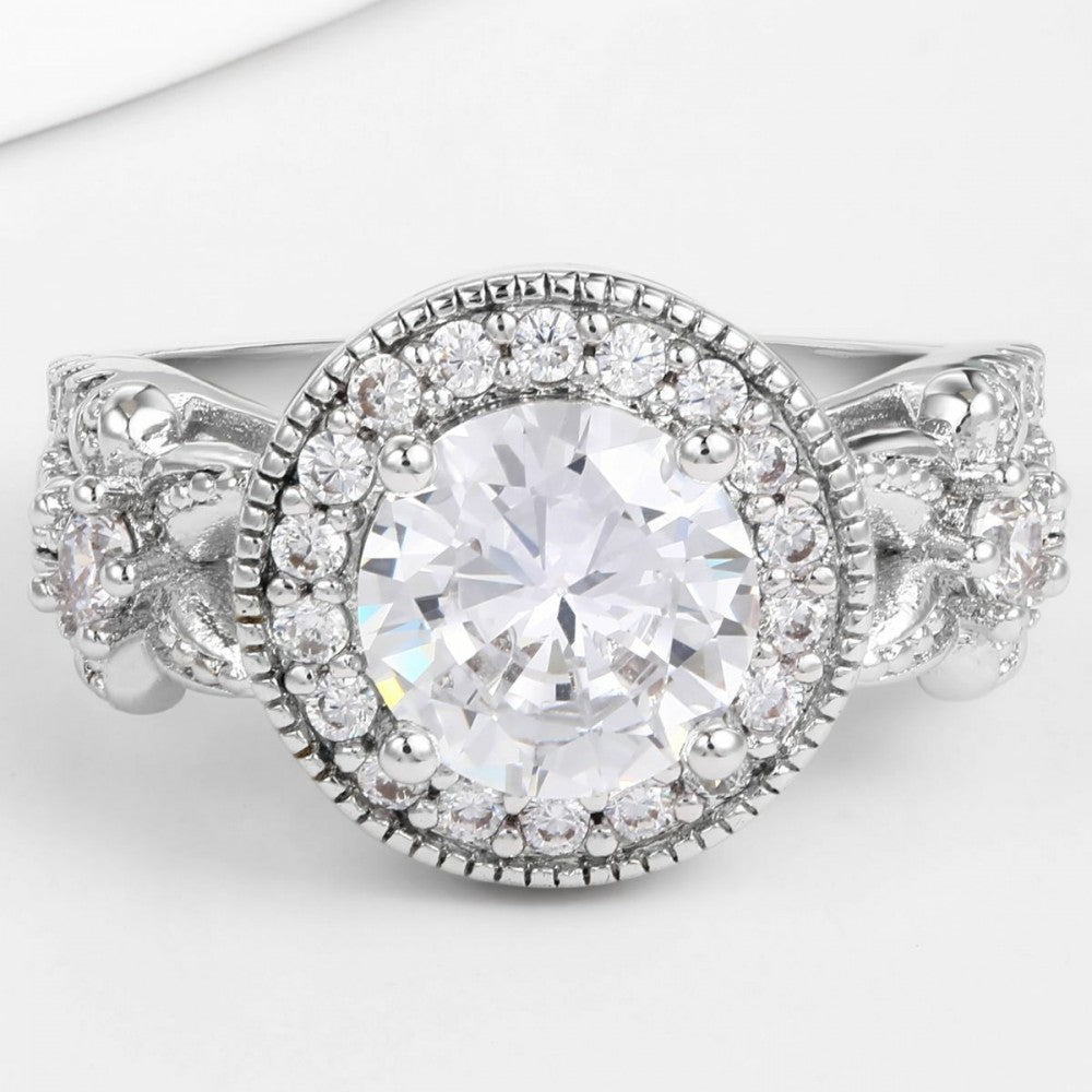 Anillo de Aleación Bañado en Oro con Cristal Emporia® Blanco 1 