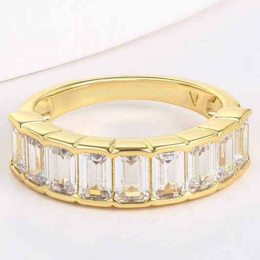 Anillo de Aleación Bañado en Oro con Cristal Emporia® Blanco