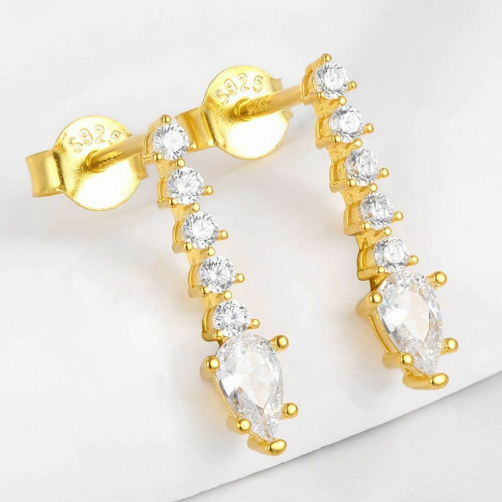 Pendientes de Aleación Bañado en Oro con Cristal Emporia® Blanco