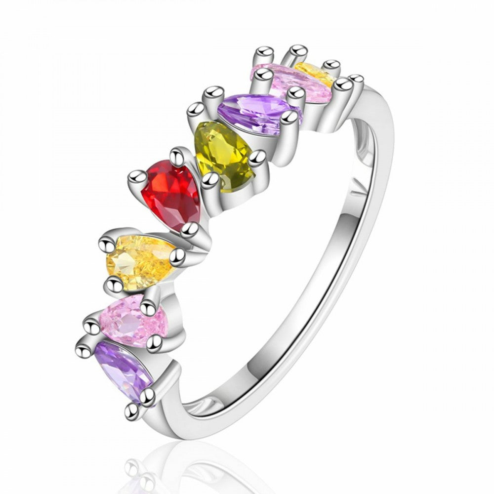 Anillo de Aleación Bañado en Oro con Cristal Emporia® Rojo