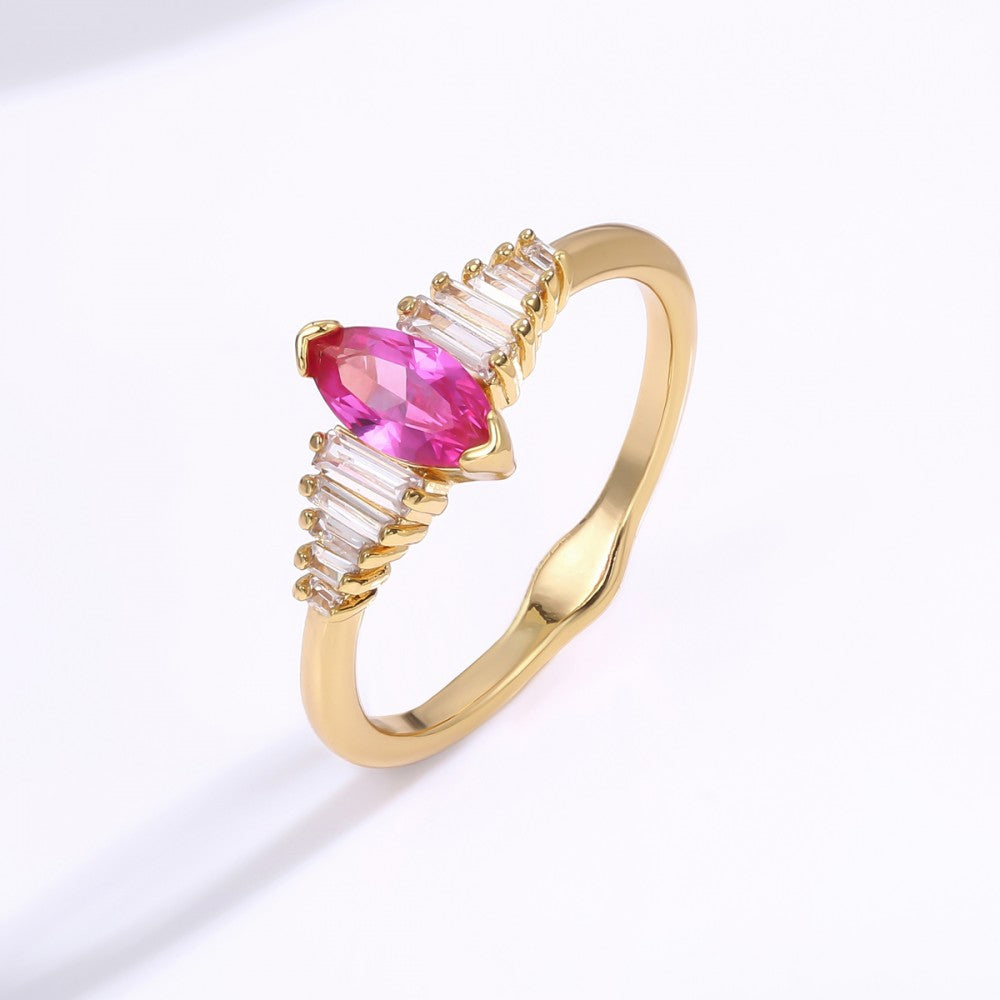 Anillo de Aleación Bañado en Oro con Cristal Emporia® Rojo 1 